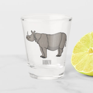 Javan rhinoceros cartoon illustration  shot glass