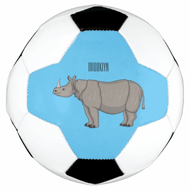 Javan rhinoceros cartoon illustration soccer ball (Front)