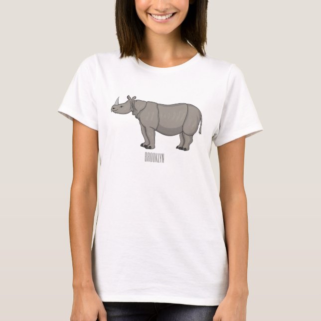 Javan rhinoceros cartoon illustration  T-Shirt (Front)