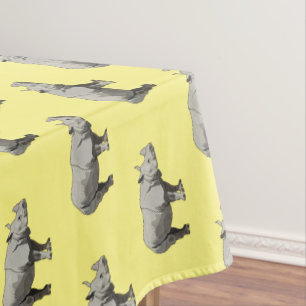 Javan rhinoceros cartoon illustration tablecloth