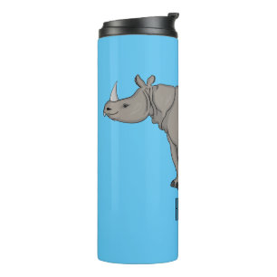 Javan rhinoceros cartoon illustration thermal tumbler