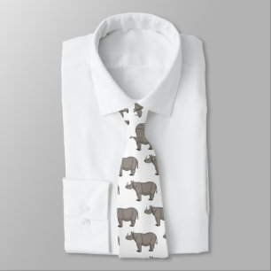 Javan rhinoceros cartoon illustration tie