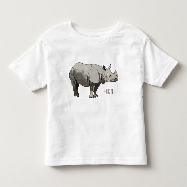Javan rhinoceros cartoon illustration toddler T-Shirt (Front)