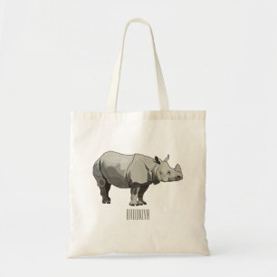 Javan rhinoceros cartoon illustration tote bag