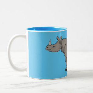 Javan rhinoceros cartoon illustration Two-Tone coffee mug