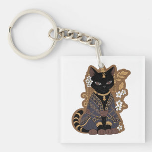 Javanese Cat Art Key Ring
