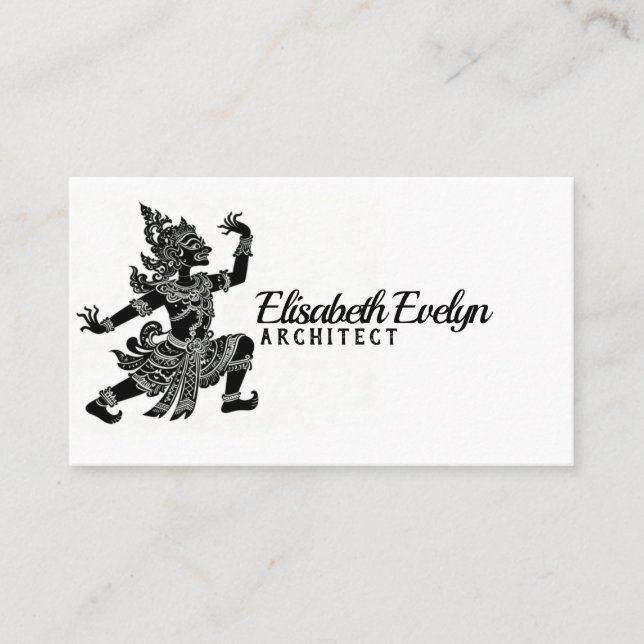 Javanese Hanoman Shadow Puppet Inverted Art Business Card (Front)