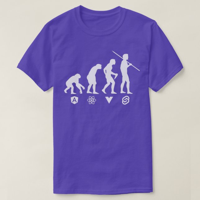 JavaScript Front End Frameworks Evolution Monochro T-Shirt (Design Front)
