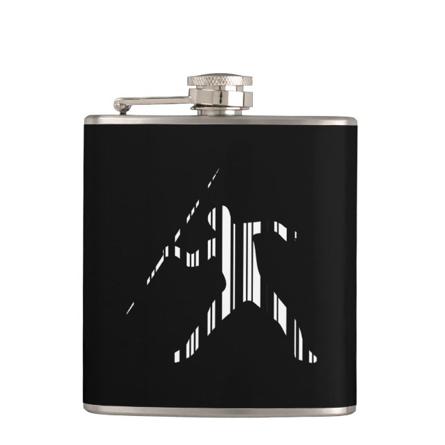 JAVELIN BAR CODE Sports Track and Field Pattern Hip Flask (Front)