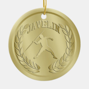 Javelin Gold Toned Medal Ornament
