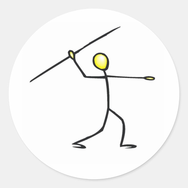 Javelin Stick Figure T-shirts and Gifts. Classic Round Sticker (Front)