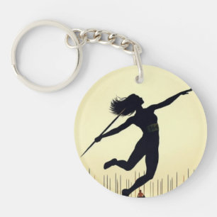javelin throw girl key ring