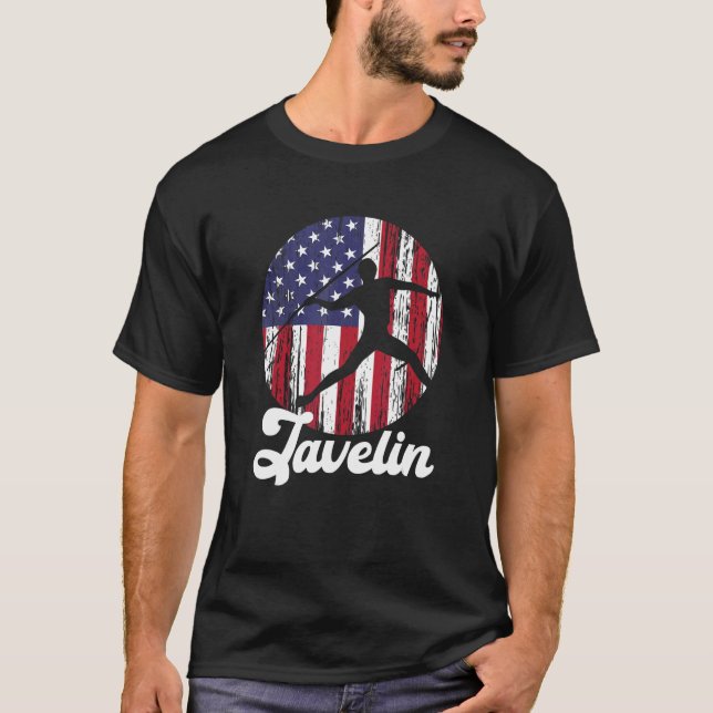 Javelin Thrower US Flag  Track & Field  Javelin Th T-Shirt (Front)