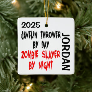 Javelin Thrower Zombie Slayer CUSTOM Ceramic Ornament