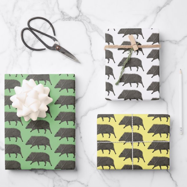 Javelina Desert Animals Unique Pattern Gift  Wrapping Paper Sheet (Front)