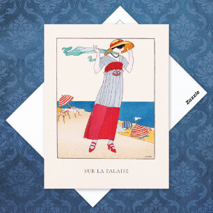 Javier Gose Seaside French Fashion Illustration Postcard