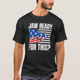 Jaw Ready For This Shark American Flag Grunge T-Shirt