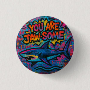 Jaw-some Shark Graffiti 3 Cm Round Badge