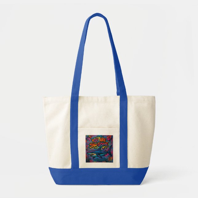 Jaw-some Shark Graffiti Tote Bag (Front)