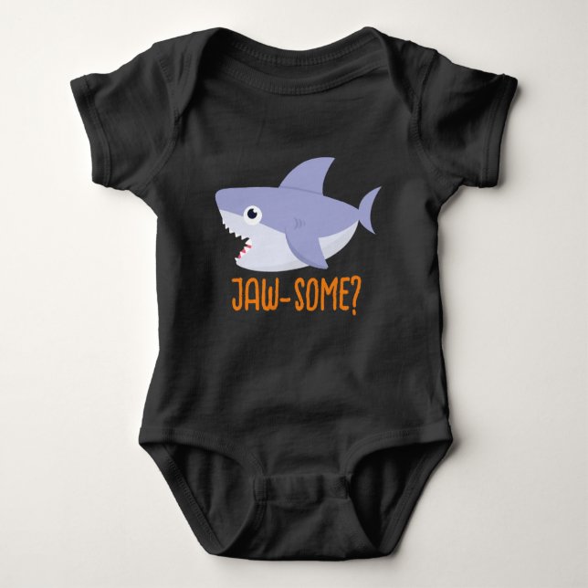 "Jaw-some" Shark , Shark Lovers Gift For Baby Bodysuit (Front)