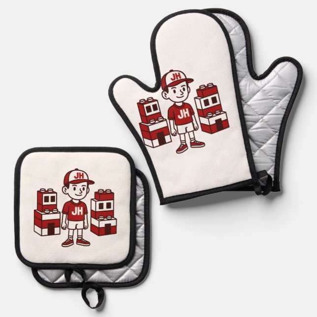 Jawad and hadi oven mitt & pot holder set (Front/Back)