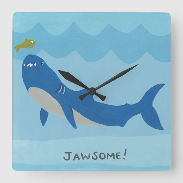 Jawesome Shark Square Wall Clock (Front)