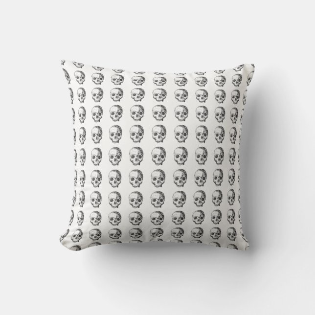 Jawless Skulls, Black and White Pattern. Cushion (Front)