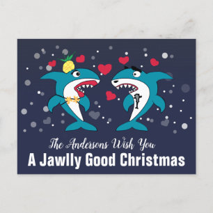 Jawlly Good Christmas Sharks Personalised Holiday Postcard