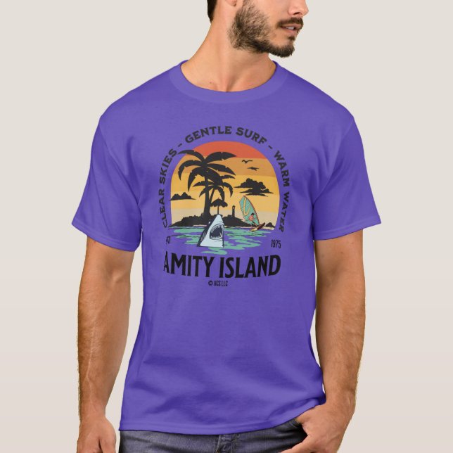 Jaws Fan Art Amity Island vacation T-Shirt (Front)