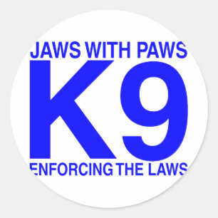 Jaws with Paws enforcing the Laws Classic Round Sticker