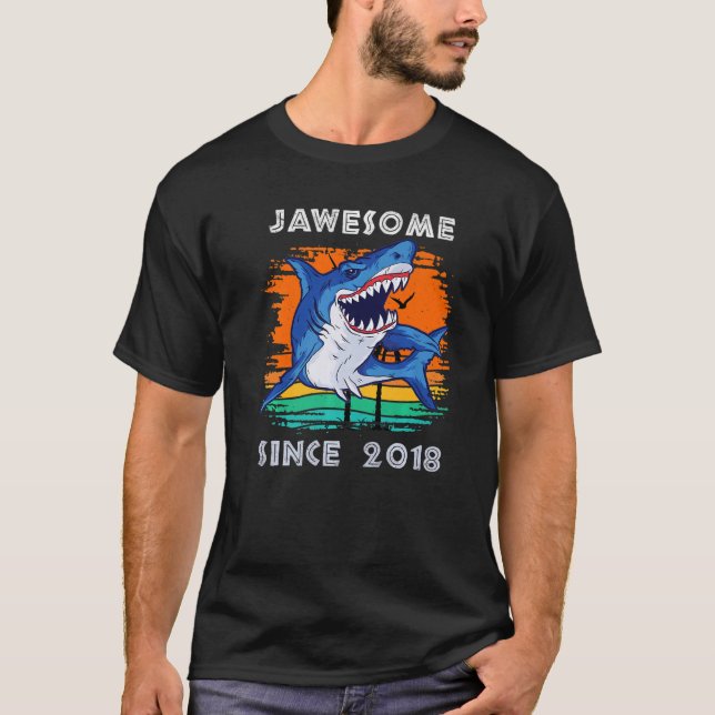 Jawsome Awesome Since 2018 Sharks Sea Ocean Fans B T-Shirt (Front)