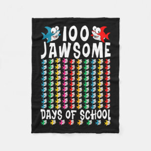 Jawsome Days Of School Shark 100th Day Of School T Fleece Blanket