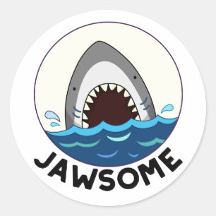 Jawsome Funny Shark Teeth Pun  Classic Round Sticker