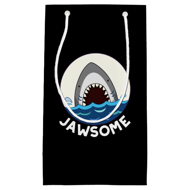 Jawsome Funny Shark Teeth Pun Dark BG Small Gift Bag (Front)