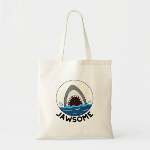 Jawsome Funny Shark Teeth Pun Tote Bag