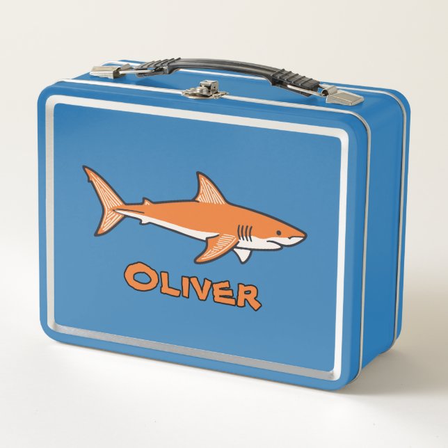 Jawsome orange Shark  Metal Lunch Box (Front)