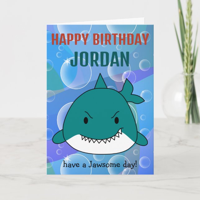 Jawsome Shark Birthday Personalised Card (Front)
