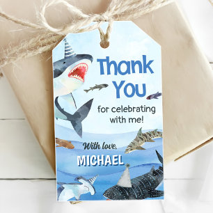Jawsome Shark Under The Sea Birthday Gift Tags