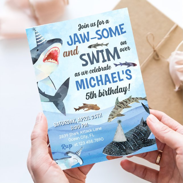 Jawsome Shark Under The Sea Birthday Invitation (Creator Uploaded)