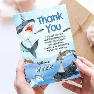 Jawsome Shark Under The Sea Birthday Thank You Card
