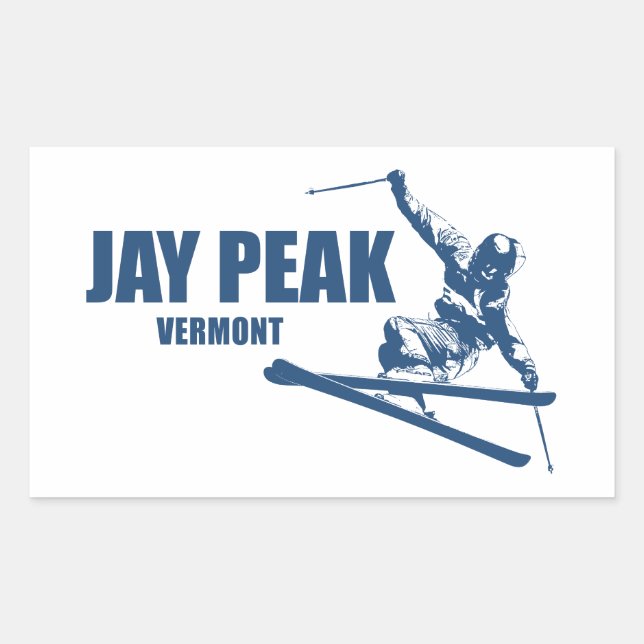 Jay Peak Vermont Skier Rectangular Sticker (Front)