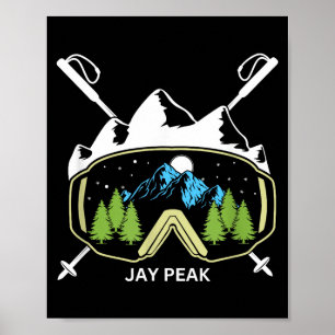 Jay peak vermont skiing skier ski goggles and pole poster