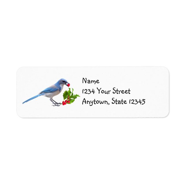 Jay with Holly Berries Return Address Labels (Front)