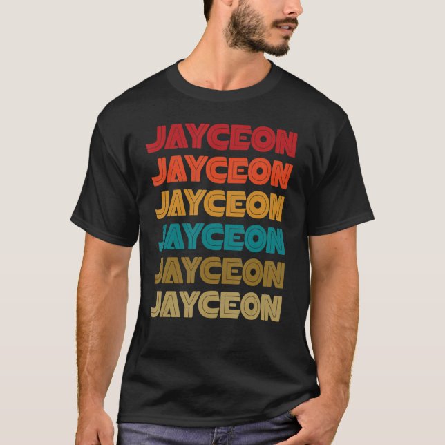 Jayceon Name, Retro Given Name Colourful Inline Fo T-Shirt (Front)