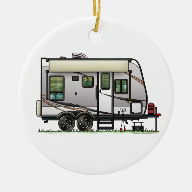Jayco Trailer RV happy camper Ceramic Ornament (Front)