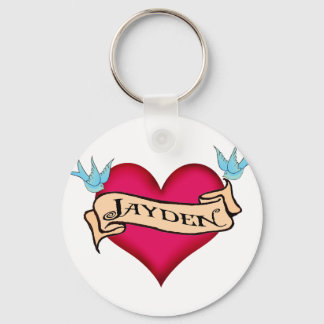 Jayden - Custom Heart Tattoo T-shirts & Gifts Key Ring