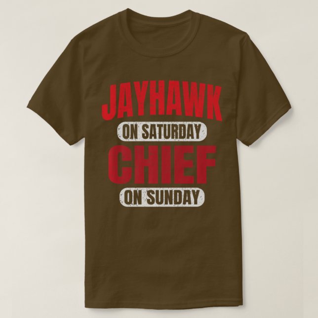 Jayhawk On Saturday Chief On Sunday Kansas City Vi T-Shirt (Design Front)