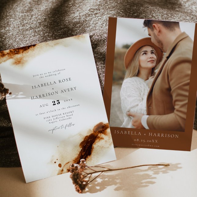 JAYLA | Boho Terracotta Burnt Orange Rust Wedding Invitation (Creator Uploaded)