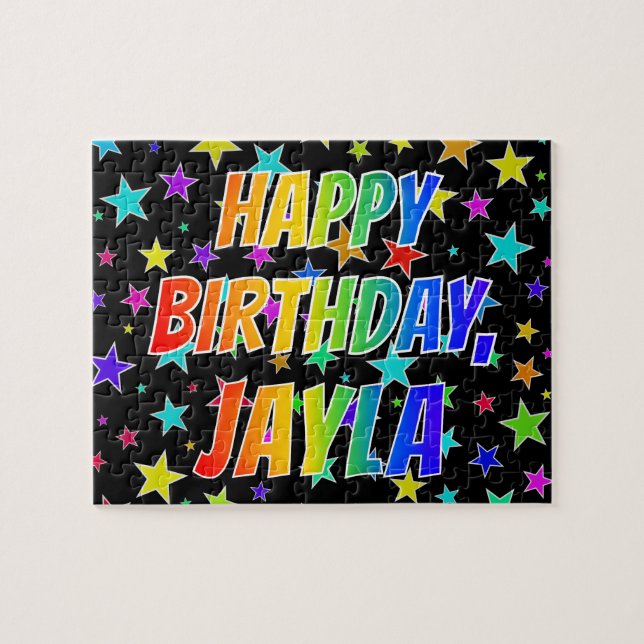 "JAYLA" First Name, Fun "HAPPY BIRTHDAY" Jigsaw Puzzle (Horizontal)