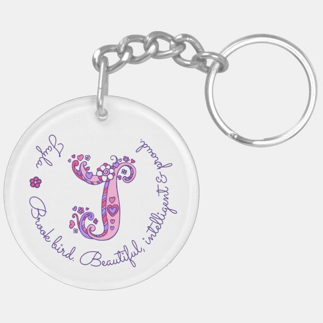 Jayla monogram J  name and meaning keyring (Back Left)